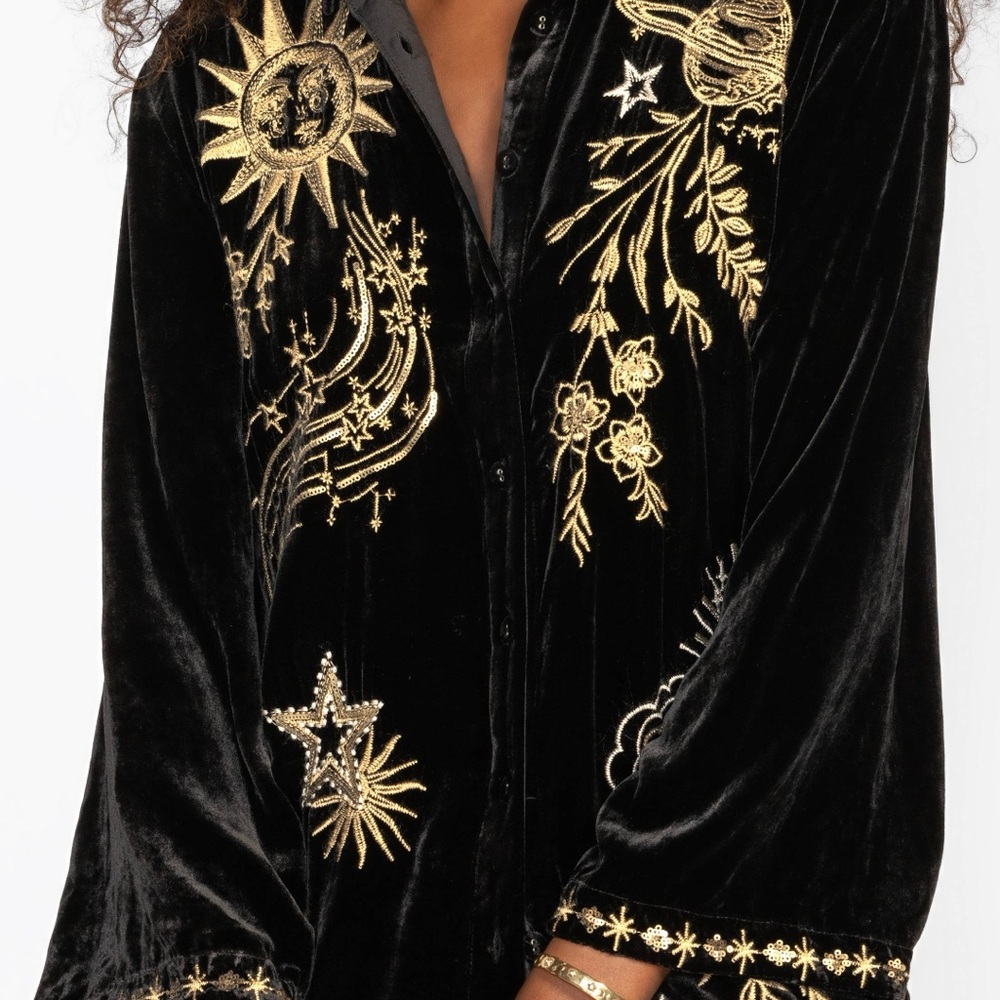 Johnny Was heavily embroidered celestial Miaora Velvet Kimono Shirt/Jacket NWT - Picture 13 of 16